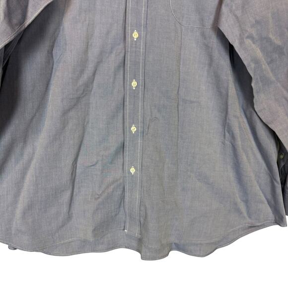 Tom James Shirt Mens Gray Chambray Pockets Long Sleeve Casual Button-Down - Picture 4 of 10